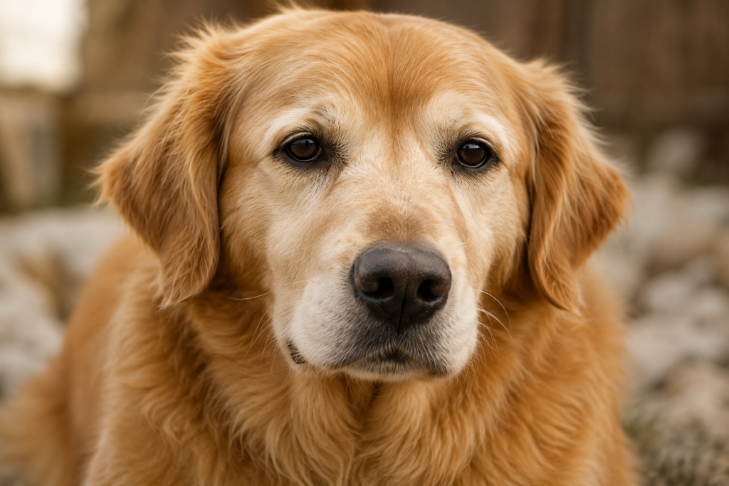 Golden dog portrait used on the donation card for Misty Jo Dogwatch.